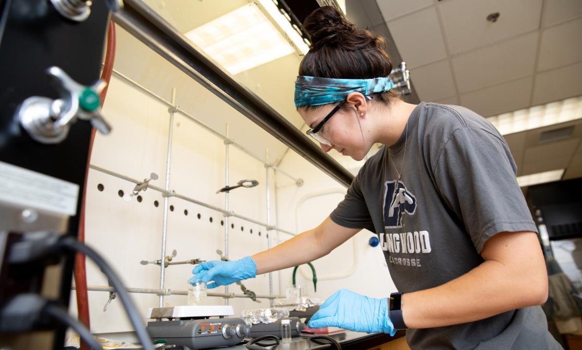 Student working in a research lab