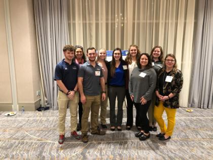 Pictured L to R: William Carter, Dr. Meg Thompson, Davis Simpkins, Alli Johnson, Tiffanie Nolte, Alex Trimble, Dr. Lindsey Stokes, Jaclyn Hillis, Dr. Jenn Cuchna