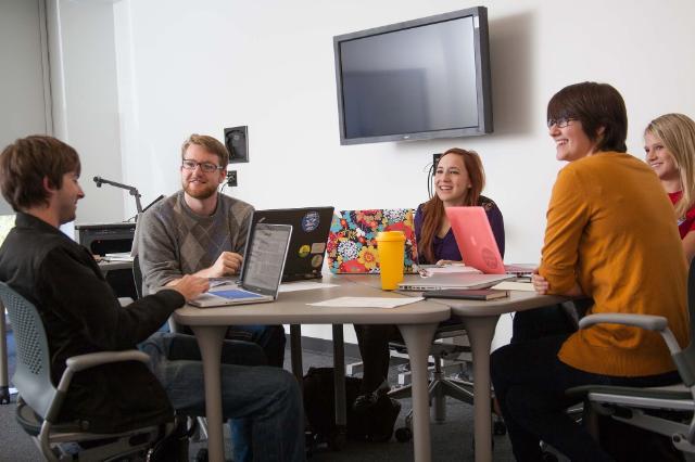 Graphic design students in a classroom