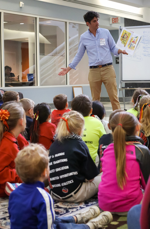 American children's book author and illustrator John Bemelmans Marciano reads to children at the Virginia Children's Book Festival