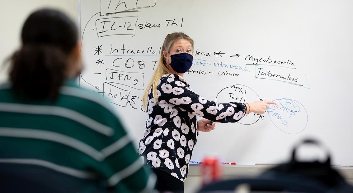 Dr. Amorette Barber, associate professor of biology, teaching class