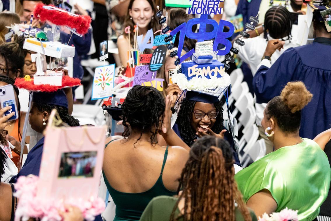 Excited students after capping at Convocation